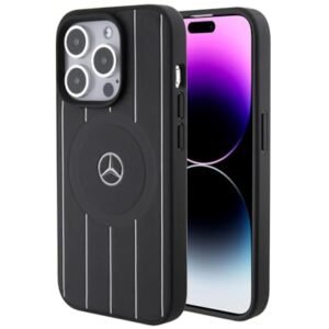 Mercedes Benz Iphone 15 Pro Case Official Licensed Mag Safe Compatible Leather Case With Stripes Pattern Protective Case Cover Designed For Iphone 15 Pro 6 1 Inch 2023 Black Featured