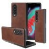 Midos Back Cover Compatible With Samsung Galaxy Z Fold 3 Leather Case, Pu Leather + Hard PC Shell Ultra Thin Slim Cover For Samsung Galaxy Z Fold 3