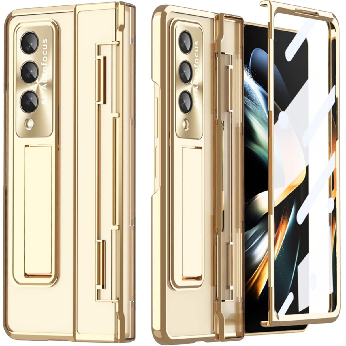 Miimall Compatible Samsung Galaxy Z Fold 4 Case Z Fold 4 Case With Upgraded Hinge Protection Camera Lens Film Front Screen Protector Luxury Crystal Clear Case For Galaxy Z Fold 4 Rose Gold Gallery 4