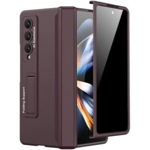 Miimall For Samsung Galaxy Z Fold 4 Case With Privacy Screen Protector Built In Adjustable Kickstand Magnetic Hinge Protection All Inclusive Protective Case For Galaxy Z Fold 4 5gwine Red Gallery 3