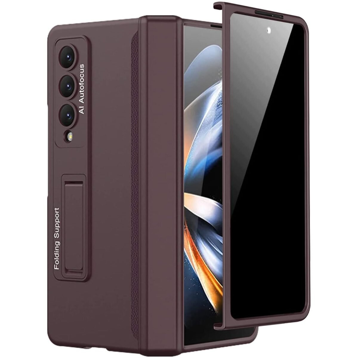 Miimall For Samsung Galaxy Z Fold 4 Case With Privacy Screen Protector Built In Adjustable Kickstand Magnetic Hinge Protection All Inclusive Protective Case For Galaxy Z Fold 4 5gwine Red Gallery 7