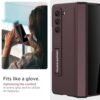 Miimall For Samsung Galaxy Z Fold 5 Case With Privacy Screen Protector Built In Convenient Adjustable Kickstand Magnetic Hinge Protection All Inclusive Protective Case For Galaxy Z Fold 5 Wine Red Featured