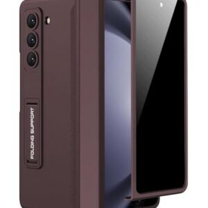 Miimall For Samsung Galaxy Z Fold 5 Case With Privacy Screen Protector Built In Convenient Adjustable Kickstand Magnetic Hinge Protection All Inclusive Protective Case For Galaxy Z Fold 5 Wine Red Gallery 1