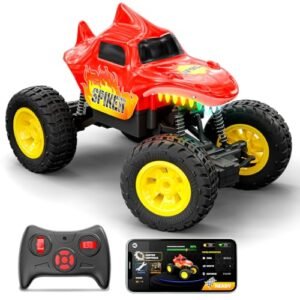 Mirana Spiker 2wd Rc Car For Kids High Speed Atv Remote App Controlled Rock Crawler Usb Rechargeable Offroad Monster Truck With Bluetooth Speakers Rgb Lights For Boys Girls 3 Years Red Featured