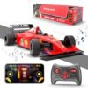 Mirana Super Car | USB Rechargable Type-C | in-Built Bluetooth Speaker | 1:12 Size High-Speed Dual Motor Formula 1 RC Car | Long Range Remote & App Controlled F1 Toy for Kids 4+ 5+ 6+ Years (Red)