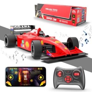 Mirana Super Car Usb Rechargable Type C In Built Bluetooth Speaker 112 Size High Speed Dual Motor Formula 1 Rc Car Long Range Remote App Controlled F1 Toy For Kids 4 5 6 Years Red Featured