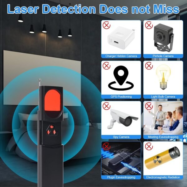 Mizuosre Hidden Camera Detector Anti Spy Camera Detector Wireless Rechargeable For Home Office Travel Hotel Gallery 5