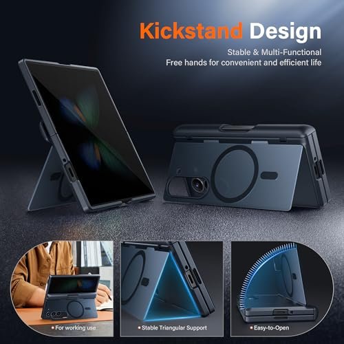Mobosi Upgraded For Samsung Galaxy Z Fold 6 Case Compatible With Magsafe Built In Kickstand Screen Protector Hinge Protection Shockproof Phone Case For Z Fold6 With S Pen Slot Privacy Black Featured