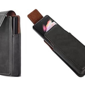 Multi Function Leather Mobile Pouch Belt Clip Cases Compatible With Samsung Galaxy Z Fold2 5g Black Featured