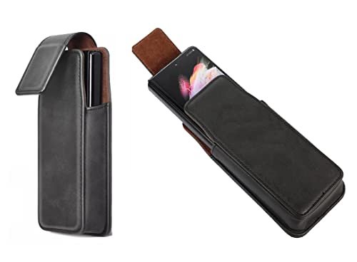 Multi Function Leather Mobile Pouch Belt Clip Cases Compatible With Samsung Galaxy Z Fold2 5g Black Featured