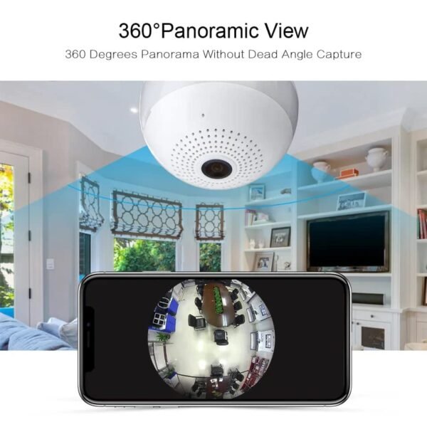 Mzylln Spy Camera Bulbe Indoor Wifi Full Hd Bulb Shape Fisheye 360 Panoramic Wireless Wifi Ip Cctv Security Cameraspy Camera Wifispy Camera For Homespy Camera Connect With Mobilespy Camera F Gallery 1