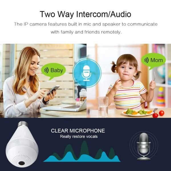 Mzylln Spy Camera Bulbe Indoor Wifi Full Hd Bulb Shape Fisheye 360 Panoramic Wireless Wifi Ip Cctv Security Cameraspy Camera Wifispy Camera For Homespy Camera Connect With Mobilespy Camera F Gallery 2