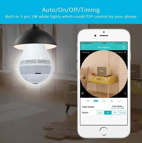 Mzylln Spy Camera Bulbe Indoor Wifi Full Hd Bulb Shape Fisheye 360 Panoramic Wireless Wifi Ip Cctv Security Cameraspy Camera Wifispy Camera For Homespy Camera Connect With Mobilespy Camera F Gallery 4