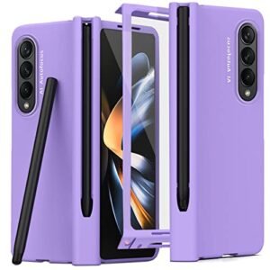 Ninki Compatible Purple Case For Samsung Galaxy Z Fold 4 5g Case With S Pen Holder Hinge Protectionfull Body Cover With Tempered Glass Screen Protector Phone Case For Samsung Galaxy Z Fold 4 Case Featured