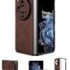 Oneplus Open 2023 Leather Case Pu Leather Hard Pc Shell Slim Protective Case For Oneplus Open 2023 5g Brown Featured