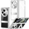 Oneplus Open Clear Case With Hinge Protection Built In Screen Protector Camera Protector Crystal Clear Kickstand Case Silver Featured