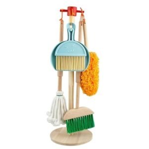 Onotic Wooden Cleaning Set House Keeping Cleaning Caddy Set For Kids Realistic Housekeeping Role Play Pretend Play Toy Featured