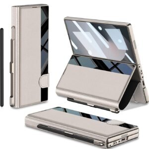 P U Leather Glass Wallet Flip Flap Case Cover With Pen Slot For Samsung Galaxy Z Fold6 Galaxy Fold 6 Case Cover Featured