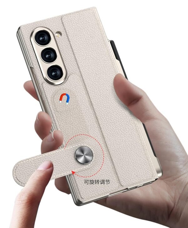 P U Leather Glass Wallet Flip Flap Case Cover With Pen Slot For Samsung Galaxy Z Fold6 Galaxy Fold 6 Case Cover Gallery 1