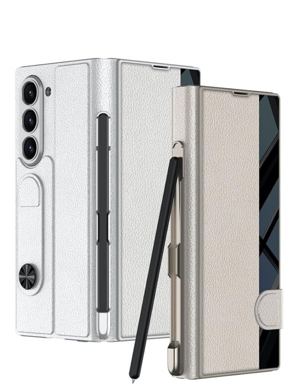 P U Leather Glass Wallet Flip Flap Case Cover With Pen Slot For Samsung Galaxy Z Fold6 Galaxy Fold 6 Case Cover Gallery 2