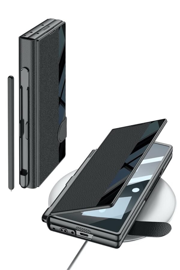 P U Leather Glass Wallet Flip Flap Case Cover With Pen Slot For Samsung Galaxy Z Fold6 Galaxy Fold 6 Case Cover Gallery 3