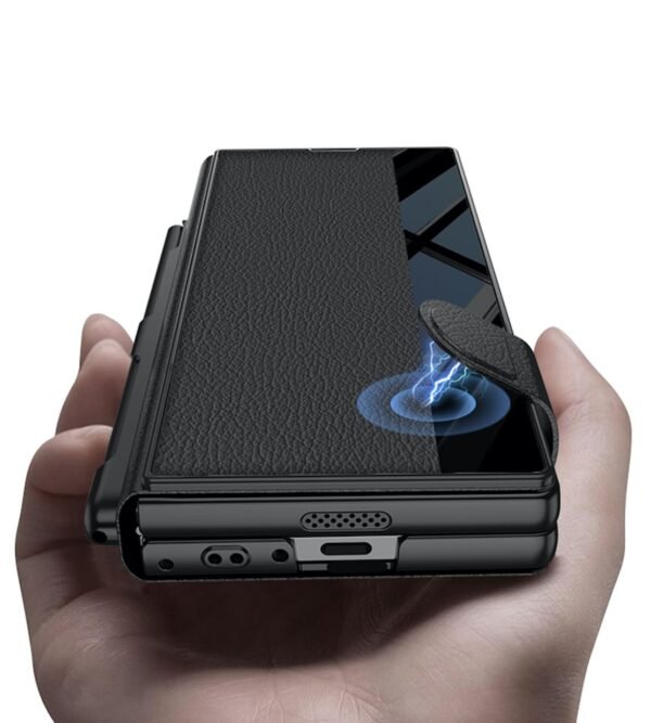 P U Leather Glass Wallet Flip Flap Case Cover With Pen Slot For Samsung Galaxy Z Fold6 Galaxy Fold 6 Case Cover Gallery 4