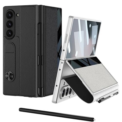 P U Leather Glass Wallet Flip Flap Case Cover With Pen Slot For Samsung Galaxy Z Fold6 Galaxy Fold 6 Case Cover Leather Matte Silver Featured