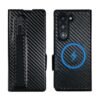 Pefimt For Samsung Galaxy Z Fold 6 Wallet Case With S Pen Holder Strong Magnetic Compatible With Magsafe Hinge Protection Luxury Carbon Fiber Texture Leather 3 Card Slots With Rfid Blocking Black Featured