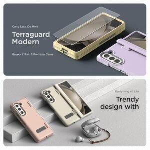 Phone Case For Galaxy Z Fold 5 5g 2023 Terra Guard Modern Premium Modern Neat Style Case Anti Scratch Spring Loaded Hinge Protection With Screen Protector Purple Featured