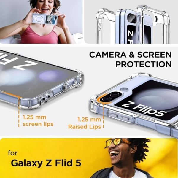 Phone Palace Clear Magnetic Case For Samsung Galaxy Z Flip 5 With Hinge Protection Compatible With Magsafe 2 In 1 Slim Shockproof Transparent Full Body Protection Z Fold 5 Hard Cover Clear Gallery 3