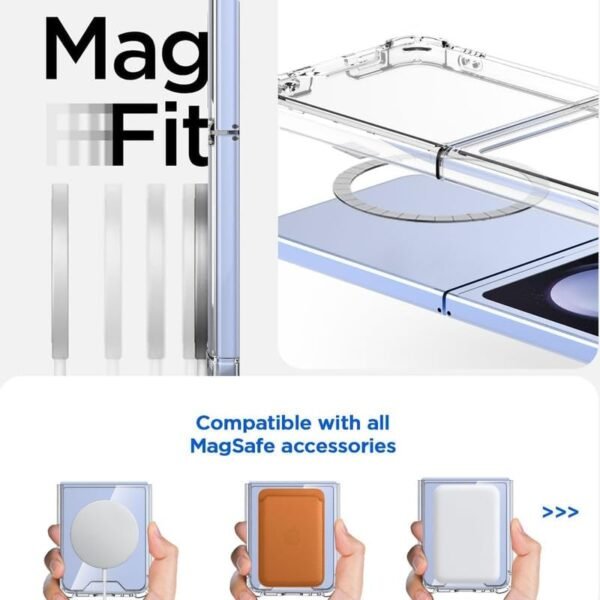Phone Palace Clear Magnetic Case For Samsung Galaxy Z Flip 5 With Hinge Protection Compatible With Magsafe 2 In 1 Slim Shockproof Transparent Full Body Protection Z Fold 5 Hard Cover Clear Gallery 4