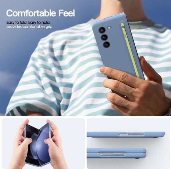 Pickprotect Ultra Hybrid Premium Case For Samsung Galaxy Z Fold 3 Case S Pen Compatible Cover Phone Case With Built In New Compact S Pen Holder And Storage Slot For Pen Blue Gallery 4