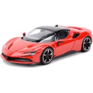 Pluspoint Diecast Red Ferari Sf90 Stradale Hardtop Toy Car Scale Model Pull Back Vehicles With Doors Openable Alloy Simulation Supercar With Lights And Sound Also For Car Dashboard Kids Adult Featured