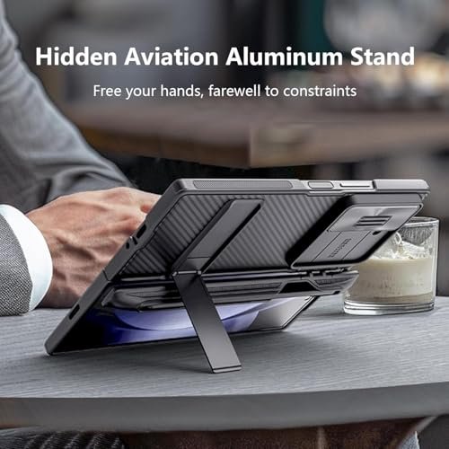 Poohan Galaxy Z Fold 6 Case With S Pen Holder Hinge Protection Hidden Kickstand Slide Camera Cover Camshield Pro Slim Phonecase For Samsung Galaxy Z Fold 6 5g Black Featured
