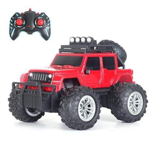 Popsugar Remote Control Car Off Roader Rechargeable Rc Car Monster Truck With 2 Speeds 4 Headlight Modes Lithium Battery C Type Charging Remote Car For Kids Made In India Red With Black Featured
