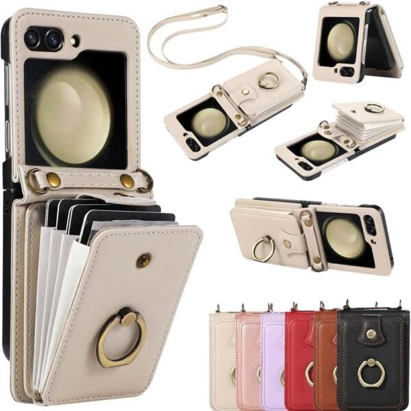 Pouch Flip Cover For Samsung Galaxy Z Flip 5 Flip5 Premiuim Leather 2 In 1 Wallet Case For Girl Women Gallery 7