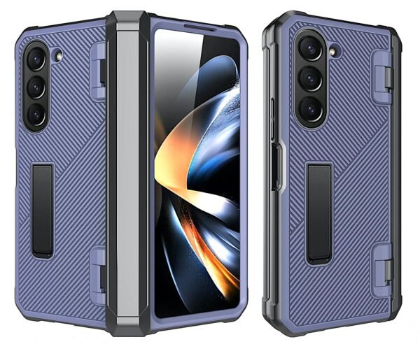 Pro Shield Dual Layer Shockproof Hybrid Kickstand Case With Hinge Protection For Samsung Galaxy Z Fold5 Galaxy Fold 5 Case Cover Rugged Blue Gallery 2