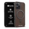 Puloka Magfit Mobile Back Cover Compatible With Iphone 16 Pro Max Mag Safe Design Textured Vegan Leather Electroplated Sides Bumper Case Camera Protetection Raised Edges Dark Grey Featured