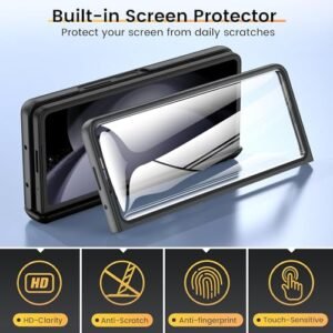 Ring Armor Slider Back Cover For Z Fold 5 With Hinge Protection Screen Protector Built In Kickstand Slide Camera Cover Full Body Protective Case For Samsung Fold 5 Black Featured