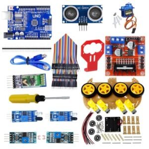 Roboinnovation All In One 4wd Kit Line Follower Obstacle Avoiding Edge Detector Bluetooth Remote Control Light Following Robot Kit With Online Guide Featured