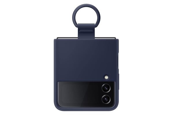 Samsung Galaxy Z Flip 4 Silicone Cover With Ring Protective Phone Case With Finger Loop Matte Finish Bold Style Handheld Design Us Version Navy Gallery 5