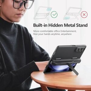 Samsung Galaxy Z Fold 5 Case With S Pen Holder Bump Texture Design Creative Hinge Protectionhidden Kickstand Protective Phone Case For Galaxy Z Fold 5 Black Featured