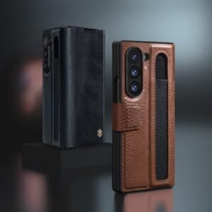 Samsung Galaxy Z Fold 6 Case Pu Leatherpc Easily Foldable Supports Wireless Charging Hidden Kickstand Soft Microfiber Lining With S Pen Slot Black Featured