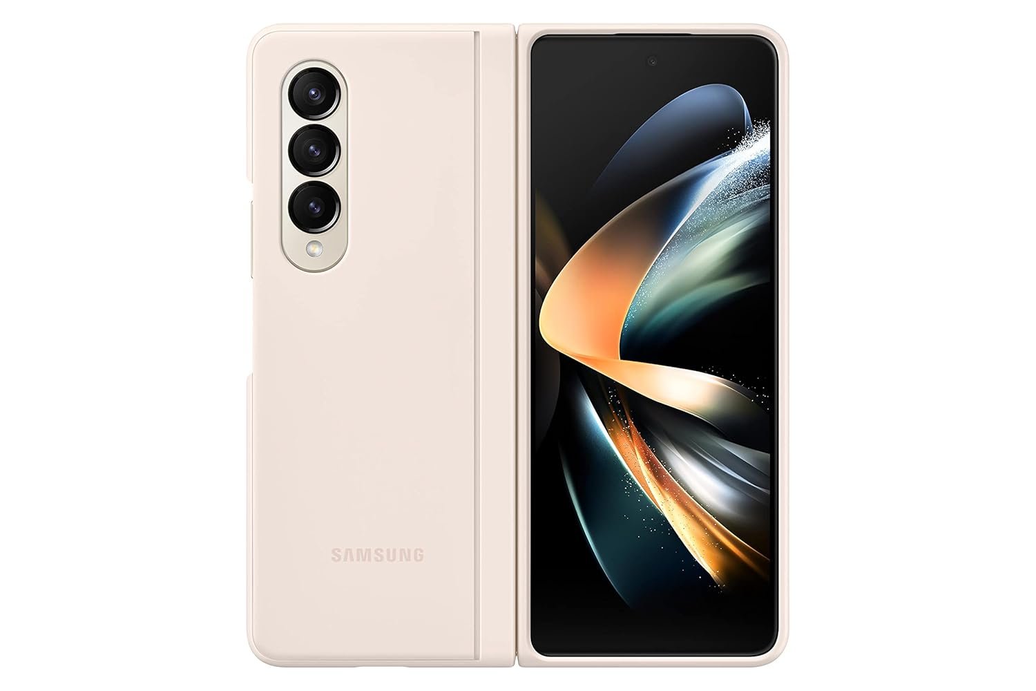 Samsung Plastic Galaxy Z Fold4 Slim Standing Cover Protective Phone Case Prop Up For Hands Free Viewing Soft Matte Surface Us Version Sand Featured