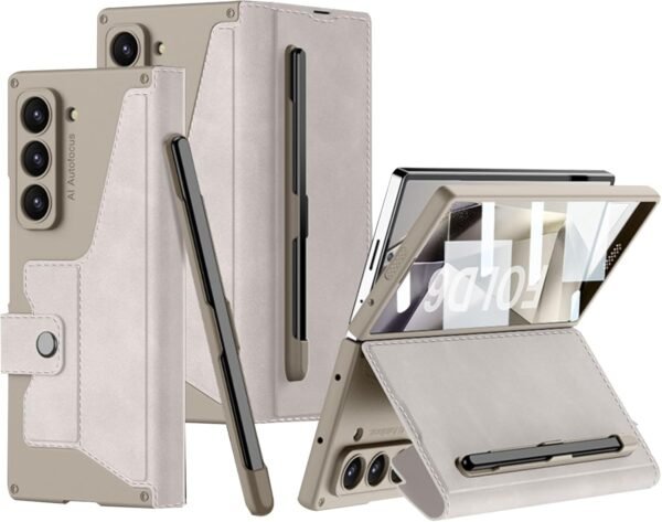 Sheath Leather Flip Case For Samsung Galaxy Z Fold 6 Inbuilt S Pen Holder Slim Hybrid Stand Protection Flip Cover Featured