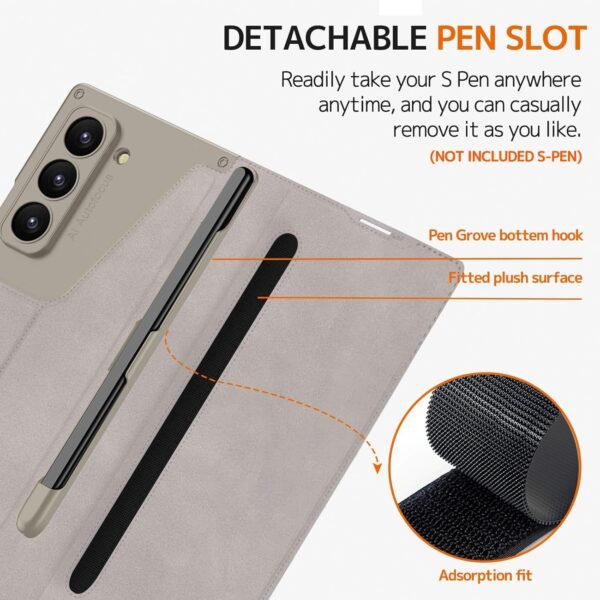 Sheath Leather Flip Case For Samsung Galaxy Z Fold 6 Inbuilt S Pen Holder Slim Hybrid Stand Protection Flip Cover Gallery 3