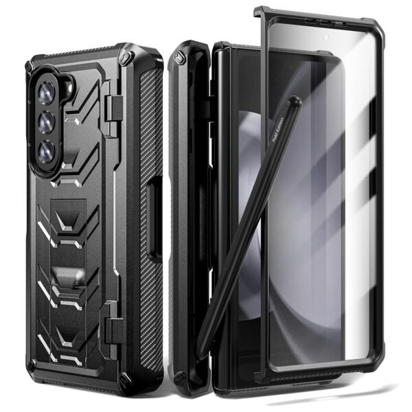 Shieid Galaxy Z Fold 5 Case With Hinge Protection Armour Case For Samsung Galaxy Z Fold 5 Full Body Dual Layer Rugged Case With Built In Screen Protector Kickstand S Pen Slot Black Gallery 7