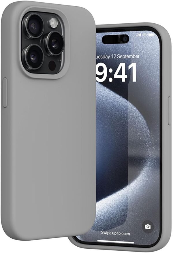 Silicone Back Cover Case For Iphone 15 Pro Shockproof Scratch Resistant Slim Fit Protective Design Military Grade Protection Support Mag Safe Wireless Magnetic Charging Grey Gallery 7