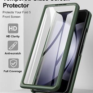 Sixbox For Samsung Galaxy Z Fold 5 Slim Case With Hinge Protection Screen Protector Lightweight Durable Sturdy Protective Anti Fall Matte Hard Phone Cover Case For Galaxy Z Fold 5 5g 2023 Green Featured