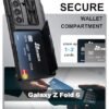 Sixbox For Samsung Galaxy Z Fold 6 Case With Card Holder S Pen Holder Slide Camera Cover Built In Hinge Protection Screen Protector Durable Wallet Phone Cover Case For Z Fold 6 5g 2024 Black Featured